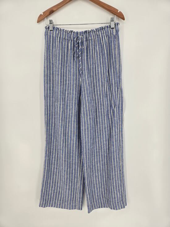 Tyler Boe Pants - Tyler Boe Blue and White Stripe Straight Leg Pant, Elastic Tie Waist, Size M